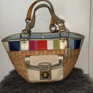 Coach Multicolor Patchwork Hobo Bag with Gold Accents